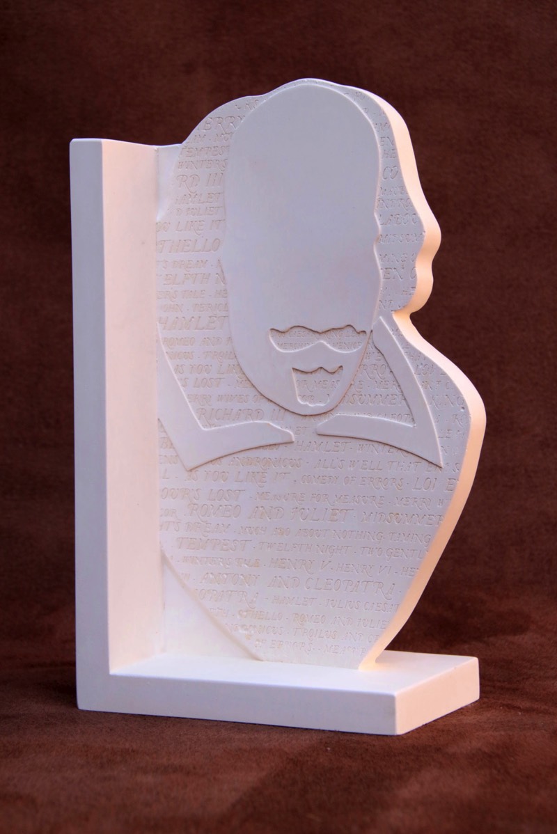 Purchase, William Shakespeare bookend, handmade in plaster by the Modern Souvenir Company.