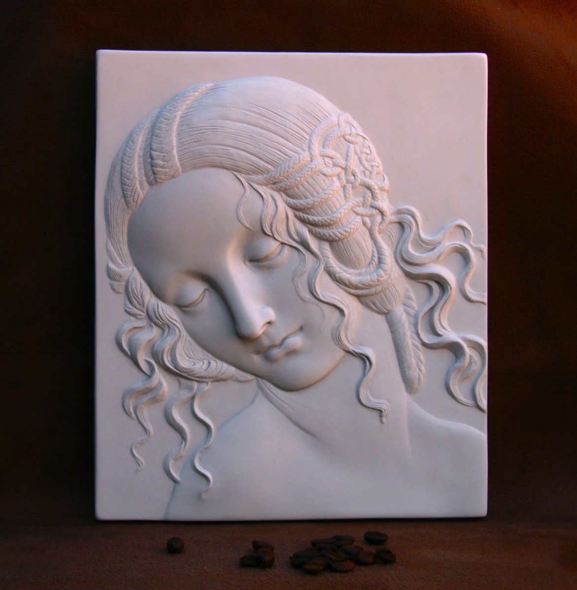 Purchase Hed of Leda plaque by Leonardo Da Vinci, handmade from British Plaster by The Modern Souvenir Company.