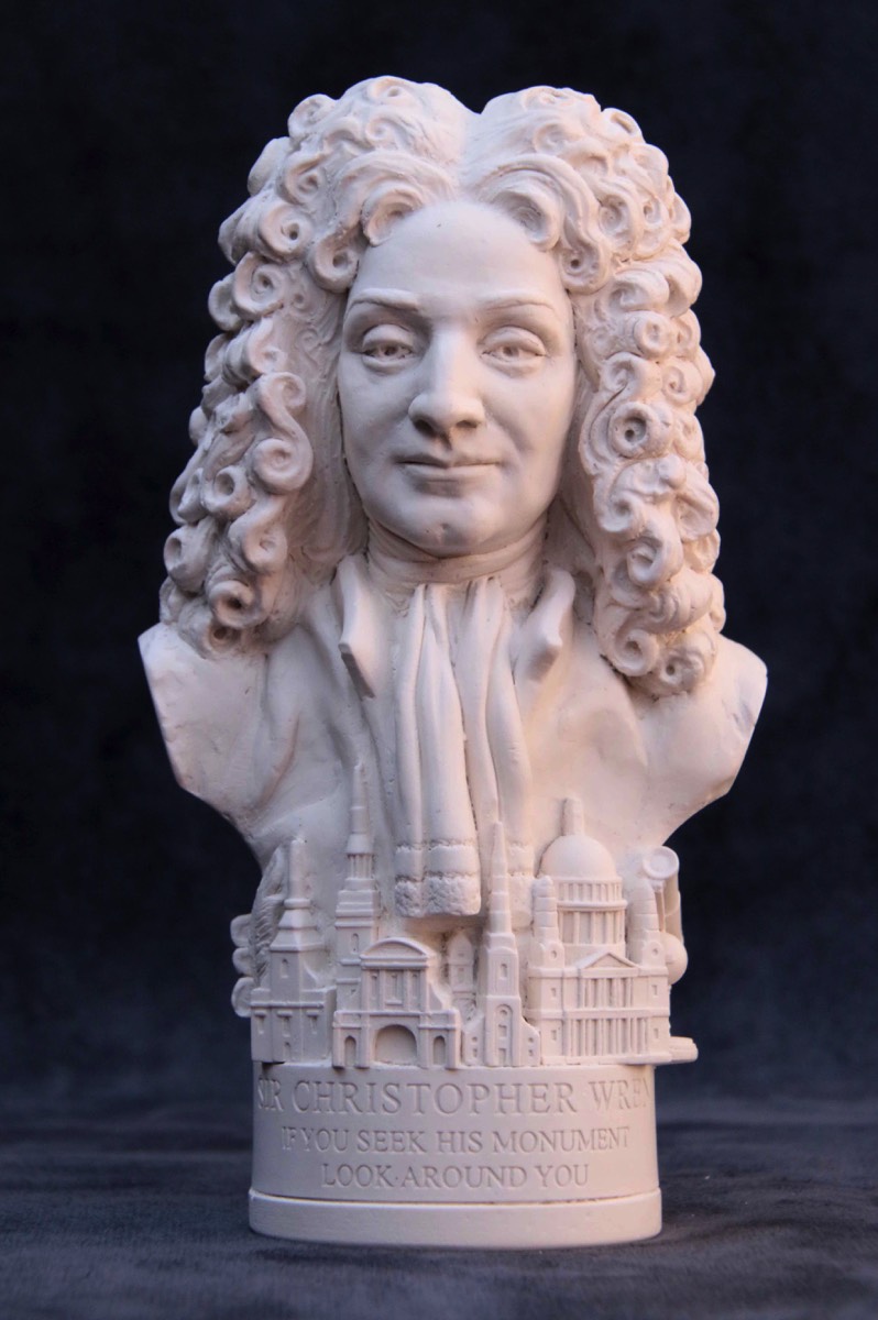 Famous Faces bust of Sir Christopher Wren.