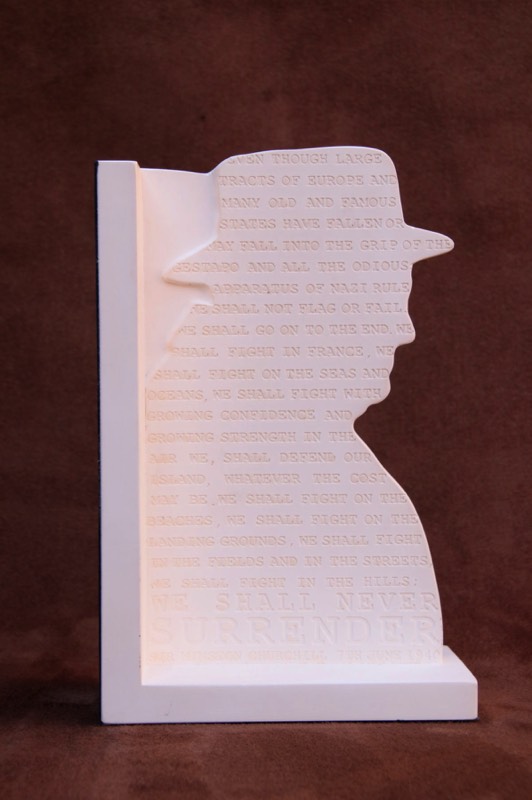 Purchase, Winston Churchill bookend, handmade in plaster by the Modern Souvenir Company.