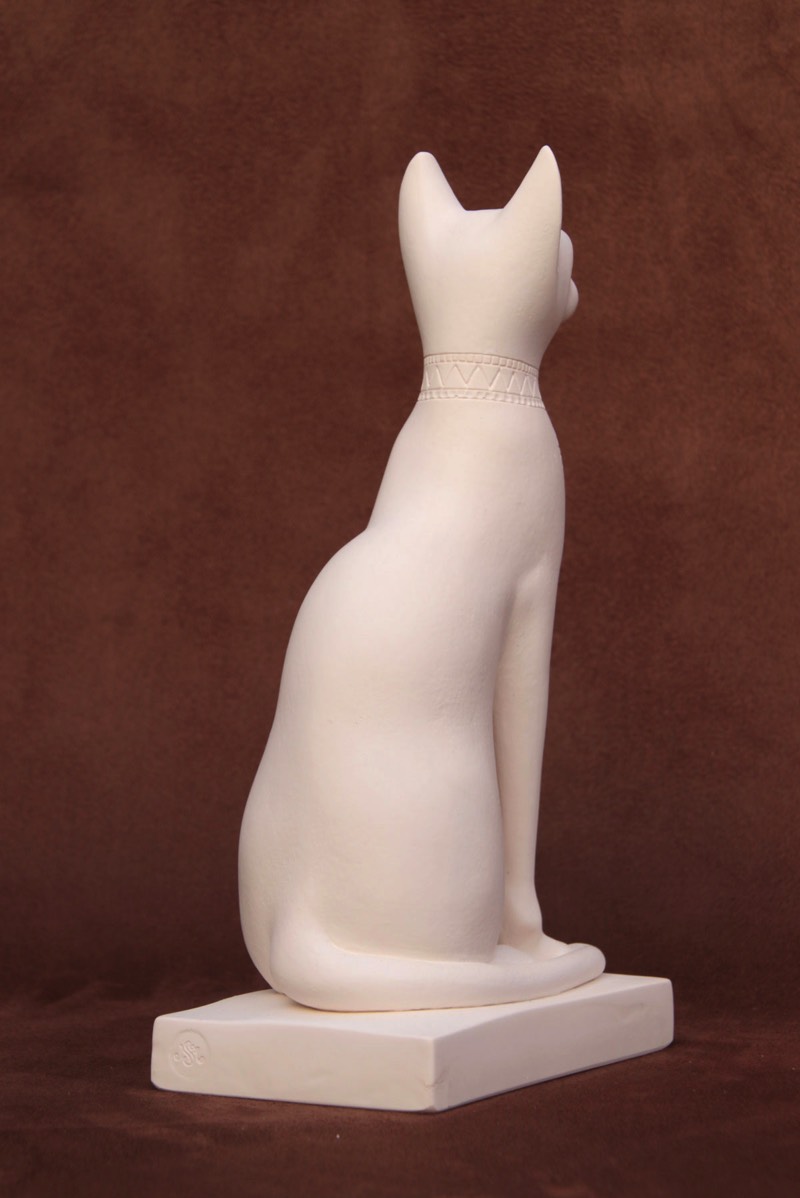 Available for purchase, Cat Goddess Bass in White plaster, handmade by the Modern Souvenir Company.