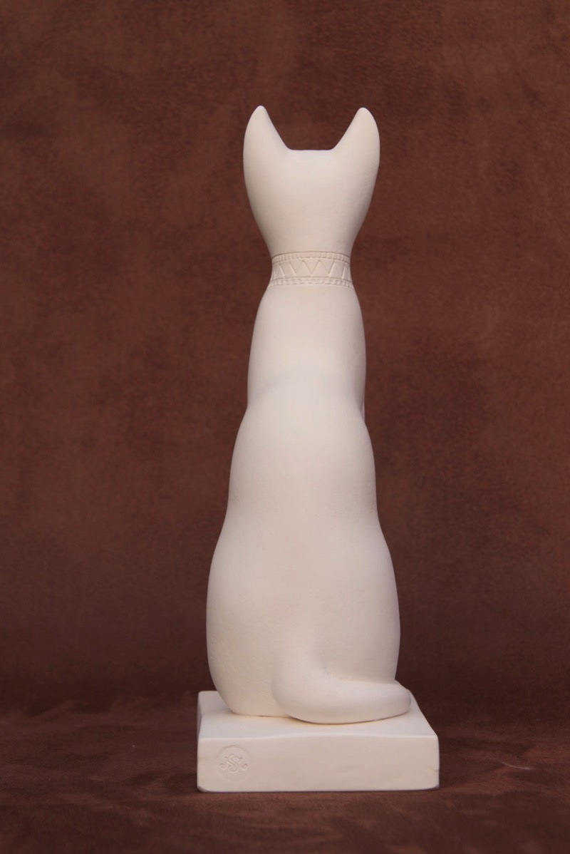 Available for purchase, Cat Goddess Bass in White plaster, handmade by the Modern Souvenir Company.