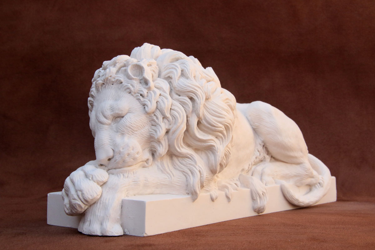 Canova Lion Crouching Large Animal Figure Sculpture in Gypsum Plaster NEW