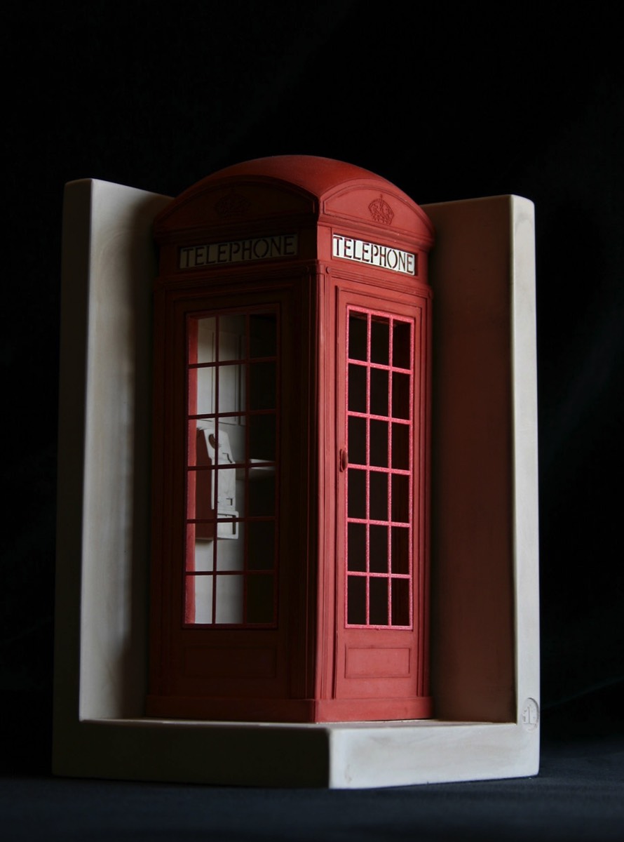 Purchase historical, red British Telephone Box, hand made by The Modern Souvenir Company.