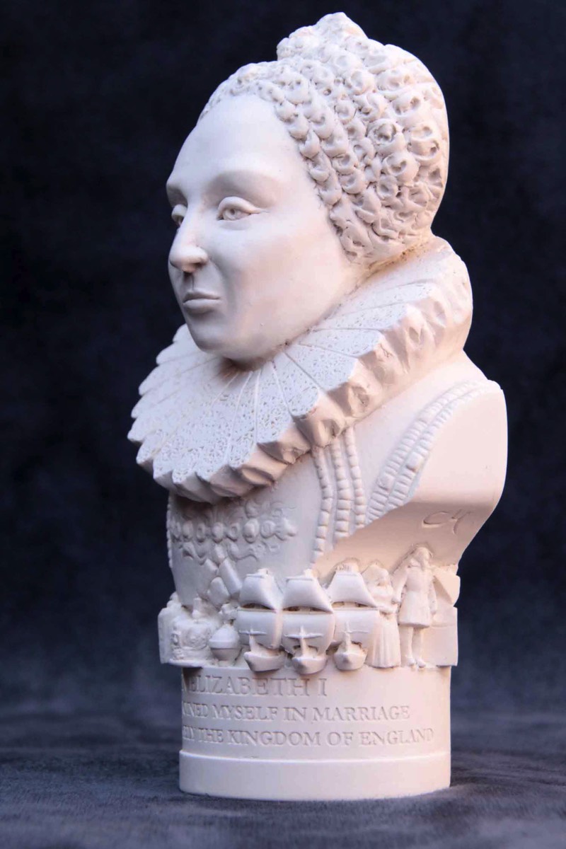 Queen Elizabeth l Statuette Famous Faces Collection Plaster Bust 